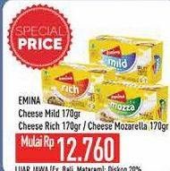 Promo Harga EMINA Cheddar Cheese Mild, Mozza, Rich 165 gr - Hypermart