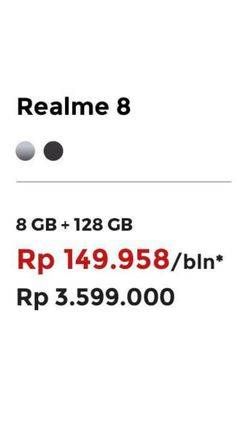 Promo Harga REALME 8 Cyber Black 8GB+128GB, Cyber Silver 8GB+128GB 1 pcs - Erafone