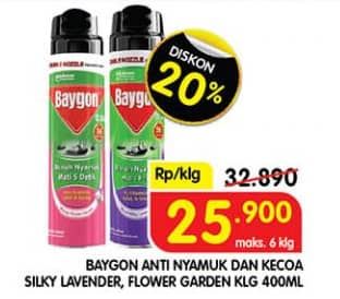 Promo Harga Baygon Insektisida Spray Silky Lavender, Flower Garden 450 ml - Superindo