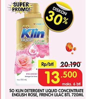 Promo Harga So Klin Liquid Detergent Nature English Rose, French Lilac 720 ml - Superindo