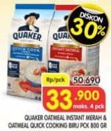 Promo Harga Quaker Oatmeal Instant, Quick Cooking 800 gr - Superindo
