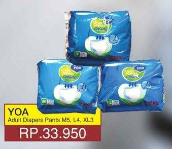 Promo Harga YOA Adult Diapers Pants M5, L4, XL3  - Yogya