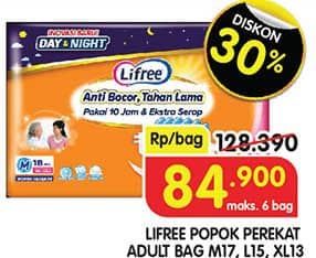 Promo Harga Lifree Popok Perekat Menyerap dan Kering M17, L15, XL13 13 pcs - Superindo