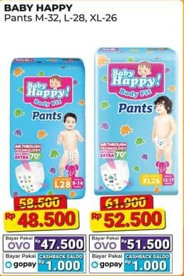 Promo Harga Baby Happy Body Fit Pants M32, L28 28 pcs - Alfamart