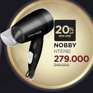 Promo Harga NOBBY NTID 192 | Ionic Low Watt Hair Dryer 400 Watt  - Watsons