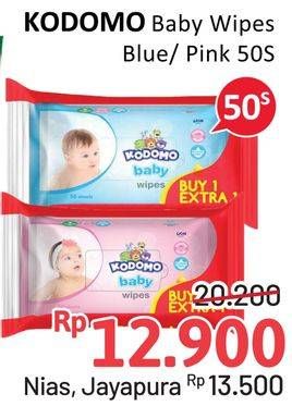 Promo Harga KODOMO Baby Wipes Rice Milk Pink, Anti Bacterial 50 pcs - Alfamidi