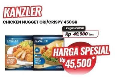 Promo Harga Kanzler Chicken Nugget Crispy, Original 450 gr - Carrefour