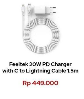 Promo Harga Feeltek Charger 20W With C To Lightning Cable  - Erafone