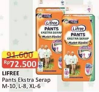 Promo Harga Lifree Popok Celana Ekstra Serap M10, L8, XL6  - Alfamart