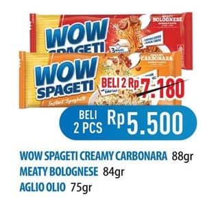 Promo Harga WOW Spageti Cream Carbonara, Meaty Bolognese, Aglio Olio 75 gr - Hypermart