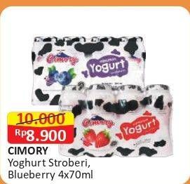 Promo Harga CIMORY Mini Yogurt Drink Blueberry per 4 pcs 70 ml - Alfamart
