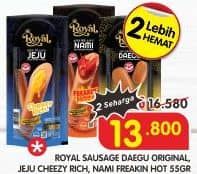 Promo Harga Belfoods Royal Ready to Go Sosis Ayam Jeju Keju, Daegu Original, Nami Pedas 55 gr - Superindo
