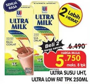 Promo Harga Ultra Milk Susu UHT All Variants 250 ml - Superindo