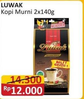 Promo Harga Luwak Kopi Murni Premium per 2 bag 140 gr - Alfamart