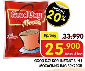 Promo Harga Good Day Instant Coffee 3 in 1 Mocacinno per 30 sachet 20 gr - Superindo