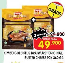 Promo Harga Kimbo Gold Plus Bratwurst Original, Butter Cheese 360 gr - Superindo