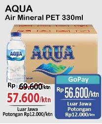 Promo Harga Aqua Air Mineral per 24 botol 330 ml - Alfamart