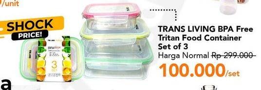 Promo Harga TRANSLIVING Food Container 3 pcs - Carrefour