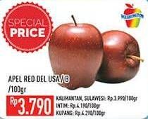 Promo Harga Apel Red Del USA Besar per 100 gr - Hypermart