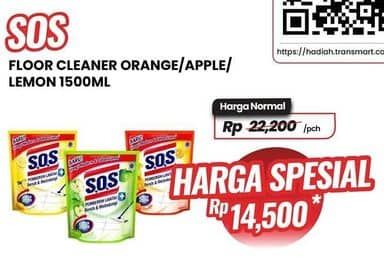 Promo Harga SOS Pembersih Lantai Orange, Apple, Lemon Fresh, Lemon Twist 1500 ml - Carrefour