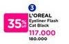 Promo Harga Loreal Flash Cat Eye Waterproof Liquid Eyeliner Black  - Watsons
