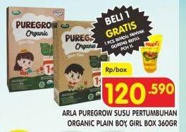 Promo Harga ARLA Puregrow Organic 1+ Boys, Girls 360 gr - Superindo
