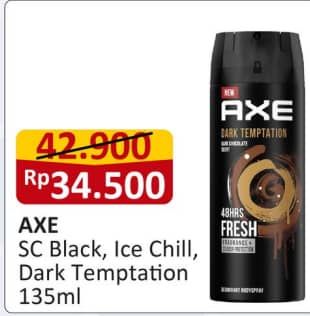 Promo Harga AXE Body Spray Black, Ice Chill, Dark Temptation 135 ml - Alfamart