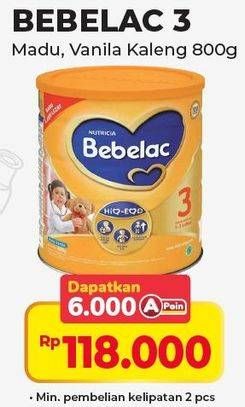 Promo Harga BEBELAC 3 Susu Pertumbuhan Vanila, Madu 800 gr - Alfamart