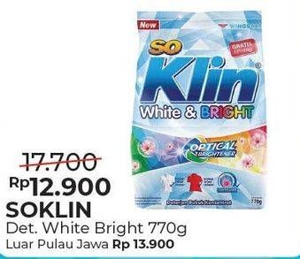 Promo Harga SO KLIN White & Bright Detergent 770 gr - Alfamart