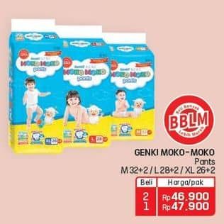 Promo Harga Genki Moko Moko Pants M32+2, L28+2, XL26+2 28 pcs - Lotte Grosir