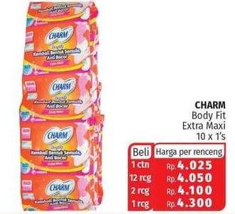 Promo Harga Charm Body Fit Extra Maxi NonWing per 10 sachet 1 pcs - Lotte Grosir