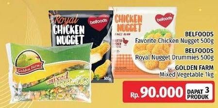 BELFOODS Chicken Nugget 500gr + Royal Nugget Drummies 500gr + GOLDEN FARM Mixed Vegetable 1kg