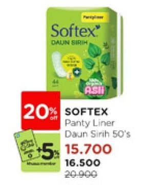 Promo Harga Softex Pantyliner Daun Sirih 50 pcs - Watsons