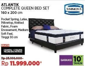 Promo Harga Simmons Atlantik Complete Queen Bed Set 160 x 200 cm  - COURTS