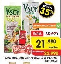 Promo Harga V-SOY Soya Bean Milk Original, Multi Grain 1000 ml - Superindo