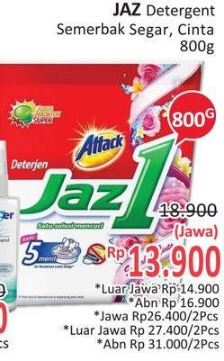 Promo Harga ATTACK Jaz1 Detergent Powder Pesona Segar, Semerbak Cinta 800 gr - Alfamidi