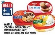 Promo Harga Walls Ice Cream Marie Chocolate, Neopolitana, Mango Coco Delight 700 ml - Hypermart