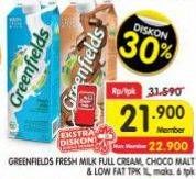 Promo Harga Greenfields Fresh Milk Choco Malt, Full Cream, Low Fat 1000 ml - Superindo