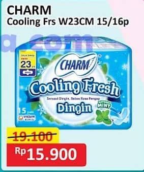 Promo Harga Charm Extra Comfort Cooling Fresh Wing 23cm 15 pcs - Alfamart