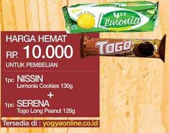 Promo Harga NISSIN Lemonia Cookies 130g + SERENA Togo Long Peanut 128g  - Yogya