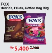 Promo Harga FOXS Crystal Candy Berries, Fruits, Coffee World 90 gr - Alfamart