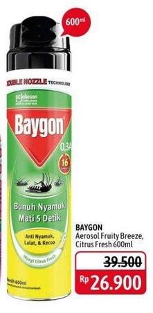 Promo Harga BAYGON Insektisida Spray Citrus Fresh, Fruity Breeze 600 ml - Alfamidi