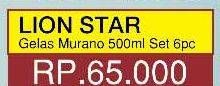 Promo Harga LION STAR Gelas Murano per 6 pcs 500 ml - Yogya