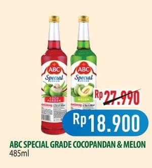 Promo Harga ABC Syrup Special Grade Melon, Coco Pandan 485 ml - Hypermart