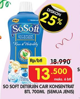 Promo Harga Sosoft Deterjen Cair All Variants 700 ml - Superindo