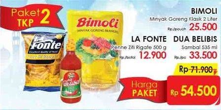Promo Harga Bimoli + Dua Belibis Sambal + La Fonte Penne Zifi Rigate  - LotteMart