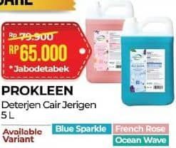 Promo Harga Prokleen Liquid Detergent Blue Sparkle, French Rose, Ocean Wave 5000 ml - Alfamart