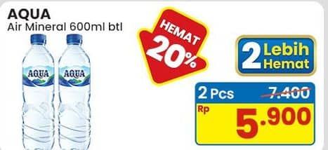 Promo Harga Aqua Air Mineral 600 ml - Indomaret