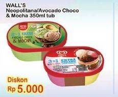 Promo Harga WALLS Ice Cream Neopolitana, Avocado Choco Mocha 350 ml - Indomaret