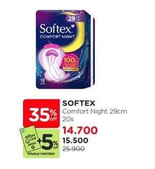 Promo Harga Softex Comfort Night Wing 29cm 20 pcs - Watsons